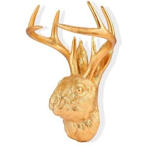 Jackalope Wall Mount - Stunning Animal Head Wall Mount With Deer Antlers Decor🦛